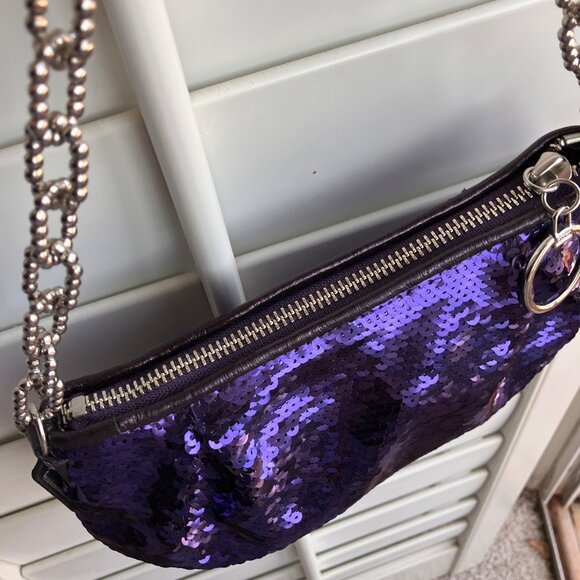 Indigo Coach Poppy Sequin Chain Limited Edition Demi Bag NWT - Picture 6 of 8